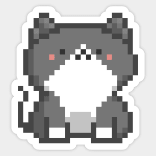 Pixel Quiet Munchkin Tuxedo Cat 61 Sticker